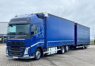 Volvo FH 460 / ZESTAW TANDEM 120M3 / PRZEJAZDOWY / SALON PL camión con lona corredera + remolque con lona corredera